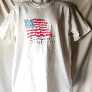 Men's White American Flag Budweiser T Shirt Size Large NWOT